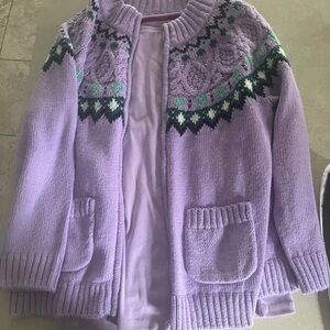 Talbots Purple Knit Cardigan with 3/4 sleeve tee